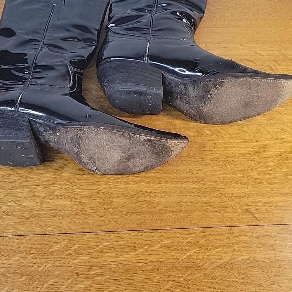 Black Patent Leather Boots From Loretta Lynns Western Store Mens Size 8½D - Picture 15 of 16